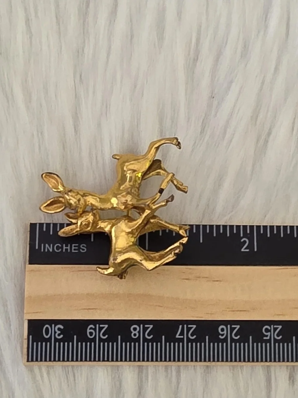 Vintage Double Deer Brooch Christmas Holidays European Trombone Clasp Figural